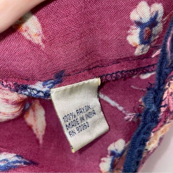 J Gee Sundress XL Midi Smocked Boho Print Bell Sleeves Blue Purple - Picture 5 of 8